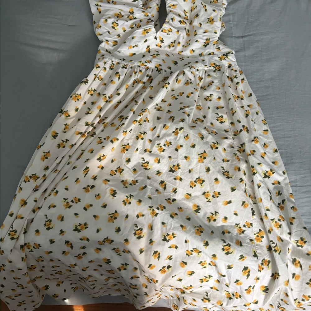 J. Crew White Dress with Yellow Floral Pattern